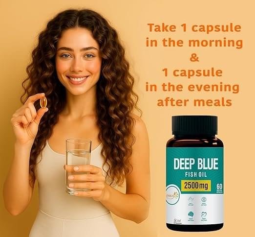 Deep Blue Fish Oil Capsules, 2500mg, EPA 450mg, DHA 300mg, 60 Softgel Capsules - Image 3